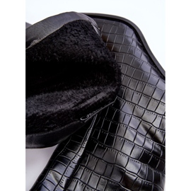 Kožené vysoké boty s hadím vzorem černá Kornell 1