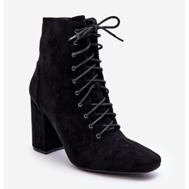 Dámské semišové kozačky na podpatku černé Saolio černý 1