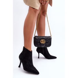 Dámské semišové kozačky na vysokém podpatku černá Merisa 1