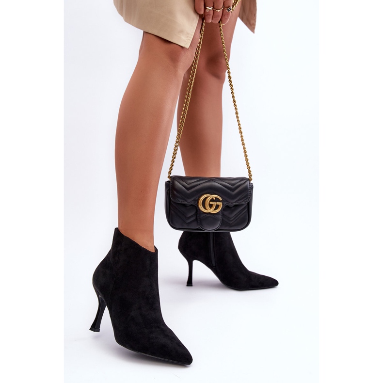 Dámské semišové kozačky na vysokém podpatku černá Merisa 1