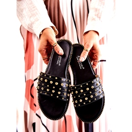 S.Barski Dámské kožené pantofle s černým ornamentem 3