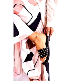 S.Barski Dámské kožené pantofle s černým ornamentem 1