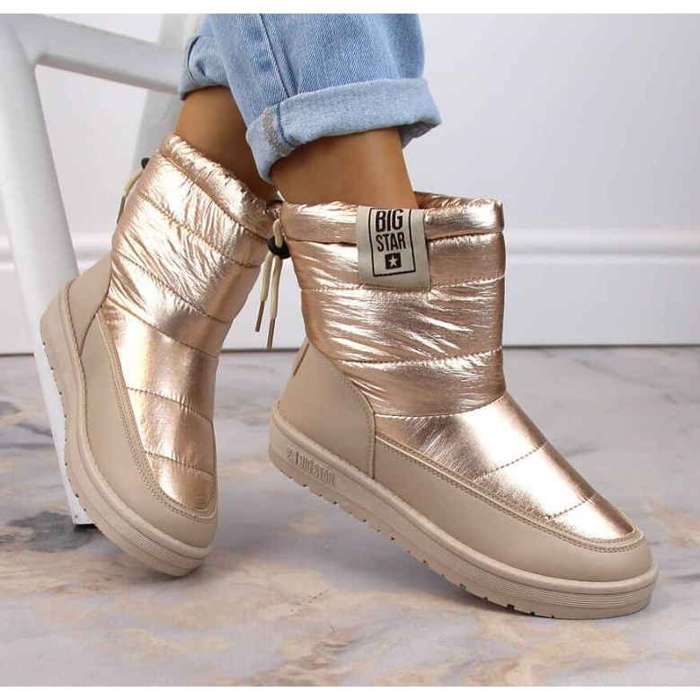 Metalické sněhule Big Star W INT1589D béžové zlatý 1