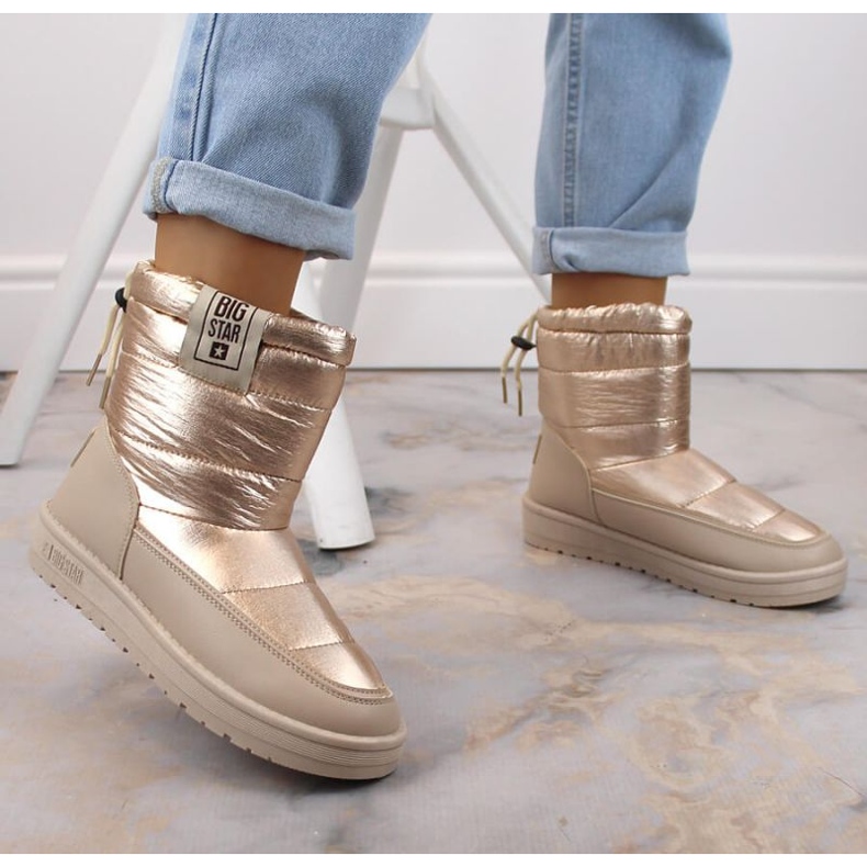 Metalické sněhule Big Star W INT1589D béžové zlatý 2