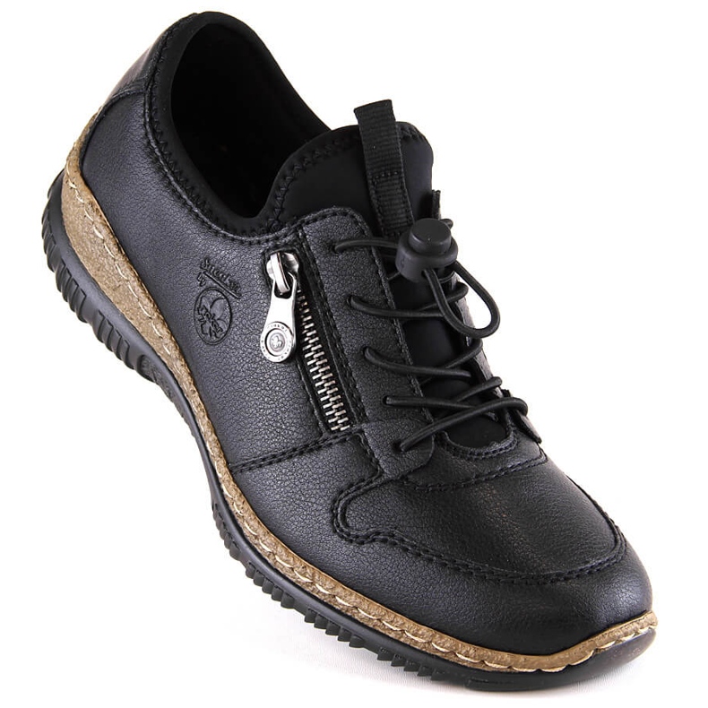 Dámské černé kožené slip-on boty Rieker N32G0-00 černý 1