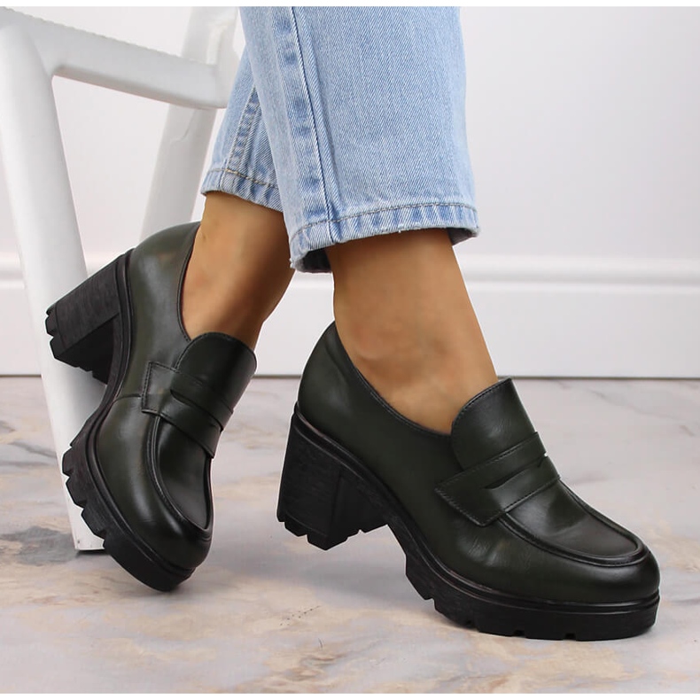 Dámské boty na sloupkové zelené Potocki 12154 zelená 1