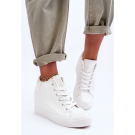 Dámské klínové kožené tenisky Big Star MM274002 Bílé bílý 1