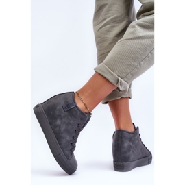 Dámské kožené tenisky na klínku Big Star MM274005 šedé šedá 1