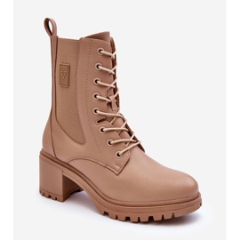 Vinceza Dámské kožené kotníkové boty Béžová Esnar béžový 2