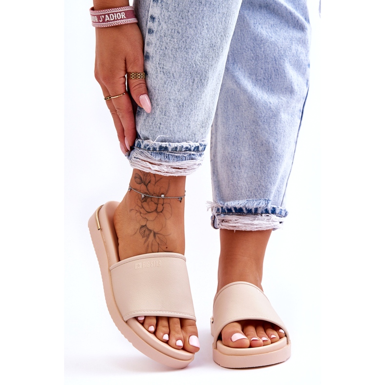 Dámské pantofle na platformě Big Star LL274933 Béžové béžový 3