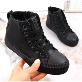 Dětské zateplené tenisky se tkaničkami a zipy černé Big Star MM374014 černá 1