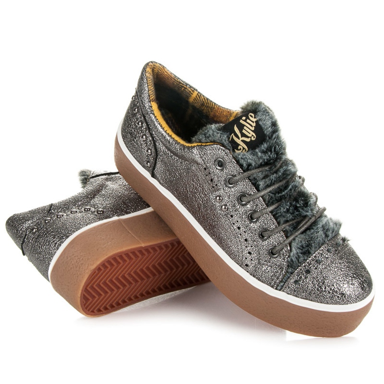 Kylie Tenisky s kožešinou šedá 1