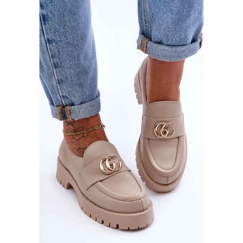 Laura Messi Dámské kožené boty s béžovým zdobením Rosefalls 2