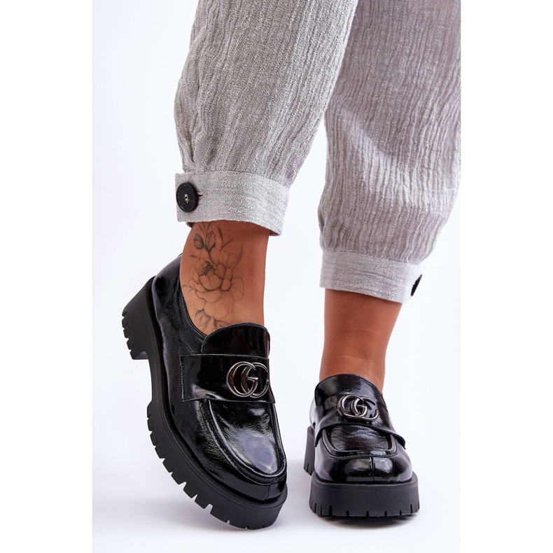 Laura Messi Dámské kožené boty s ozdobou černé růže černá 1