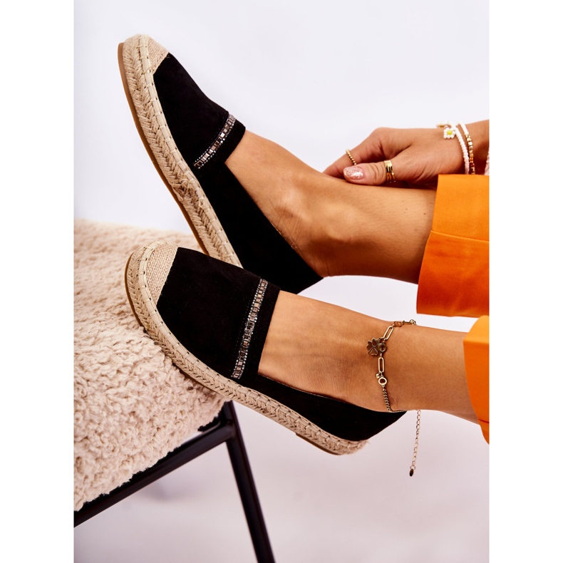 S.Barski Klasické dámské černé nazouvací espadrilky Cersei černá 5