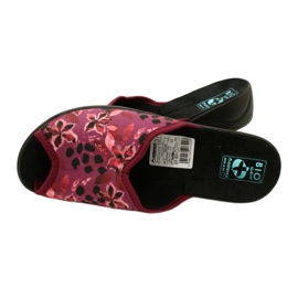 Dámské Velurové pantofle Adanex 28344 Maroon s květinami černý 5