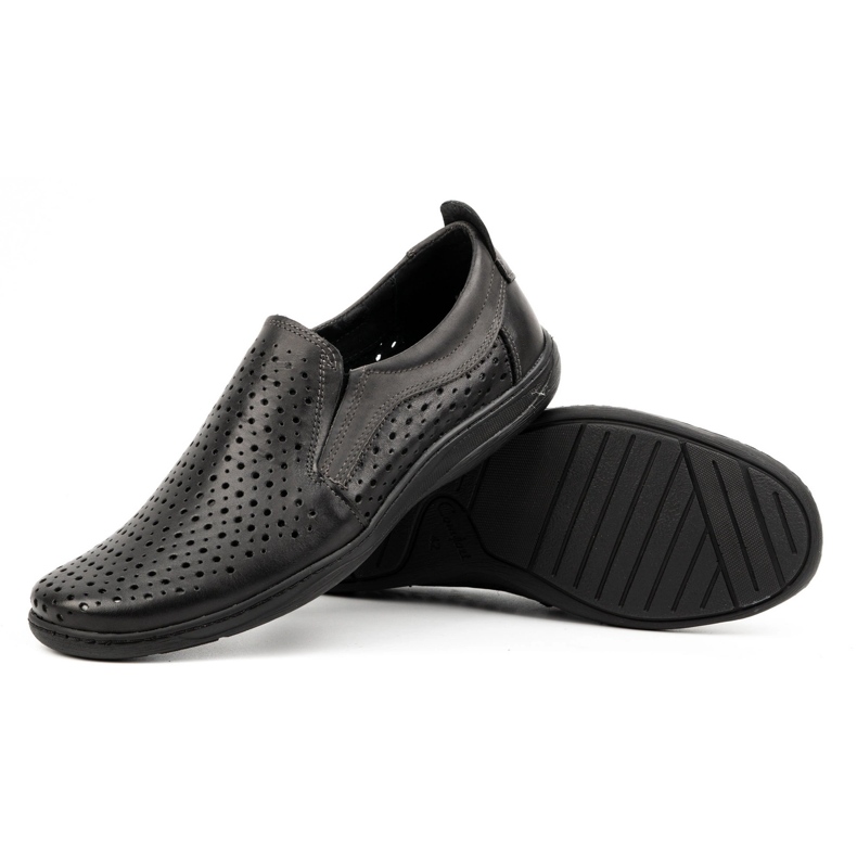 Olivier Prolamované pánské mokasíny na léto 662 černé černá 1