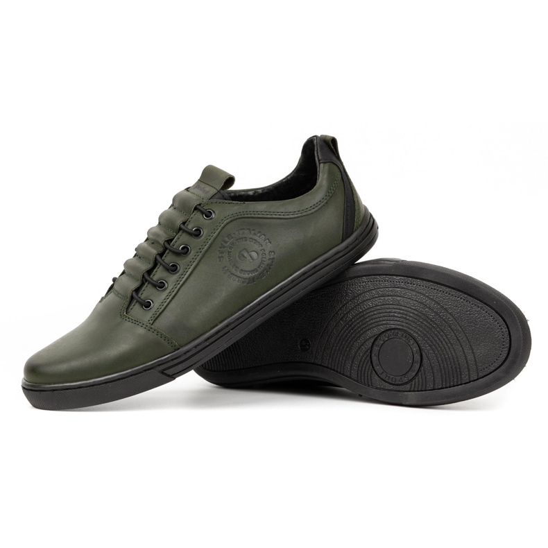 Polbut Pánské ležérní kožené boty 2121/2 khaki zelený 1