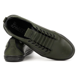 Polbut Pánské ležérní kožené boty 2121/2 khaki zelený 2