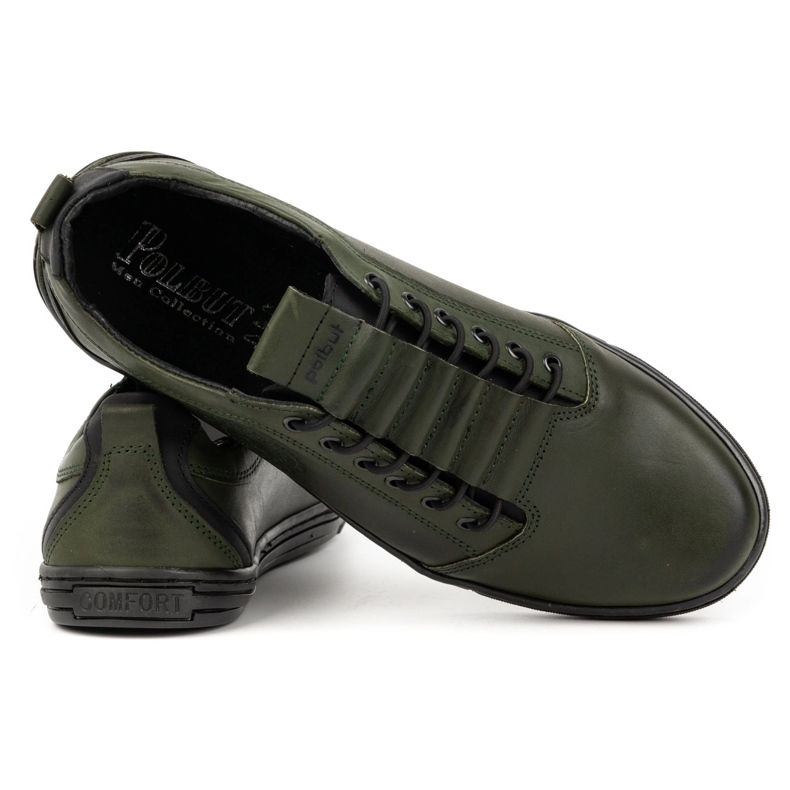 Polbut Pánské ležérní kožené boty 2121/2 khaki zelený 2