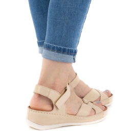 WASAK Pohodlné dámské kožené sandály 0473W béžové béžový 1