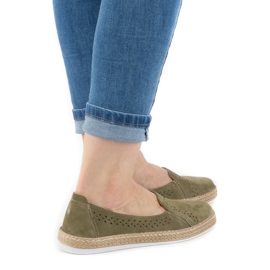 WASAK Dámské boty kožené espadrilky 0646W zelené zelený 1