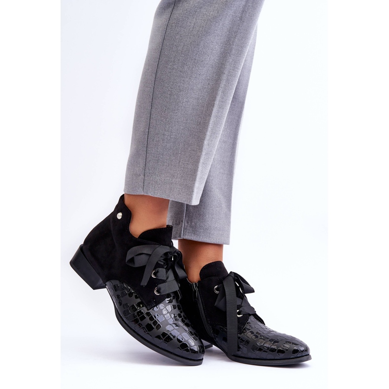 PD1 Dámské ploché podpatky se šněrováním černé meroni černá 1