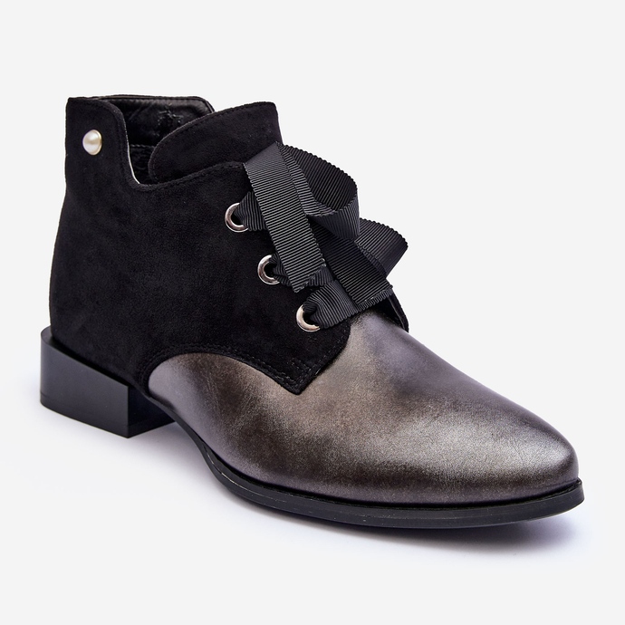 Dámské ploché podpatky se šněrováním černé meroni černá 1