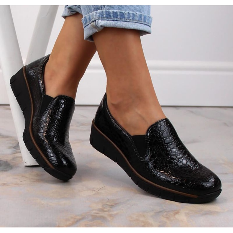 Pohodlné boty Rieker W RKR166C krokodýlí černá 1