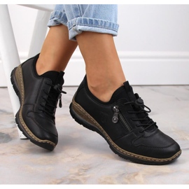 Kožené nazouváky Rieker W RKR609 černé černá 1