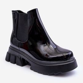 Lakované dámské pracovní Chelsea Boots Black Brizora černý 1