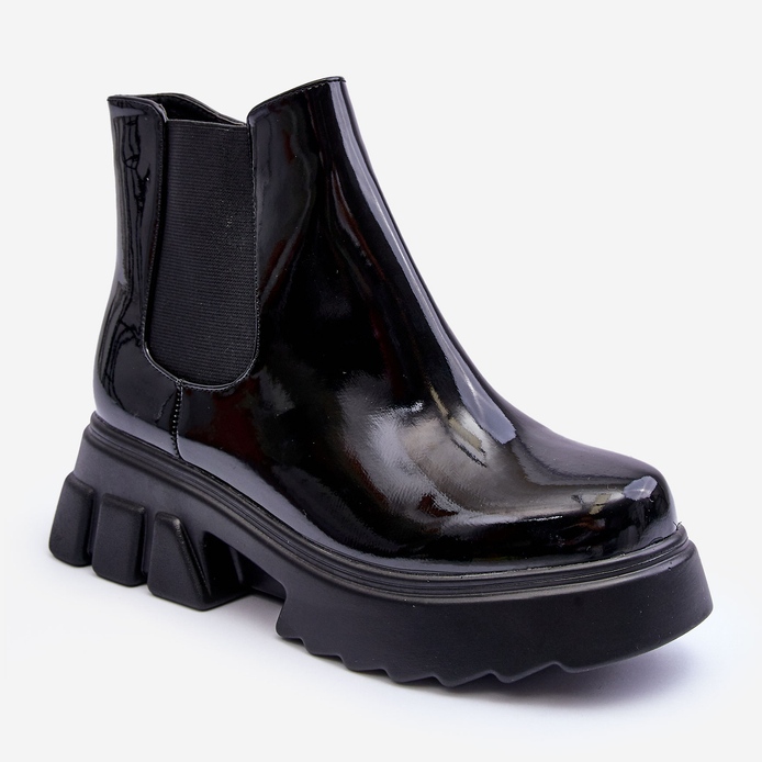 Lakované dámské pracovní Chelsea Boots Black Brizora černý 1