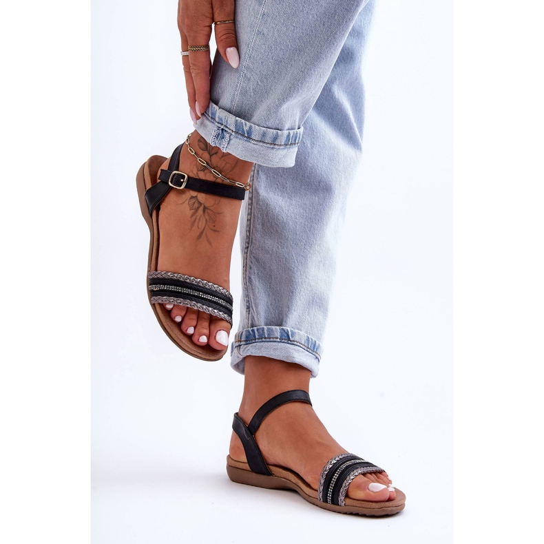 Klasické ploché sandály pro ženy černé S.Barski 6708 černá 1