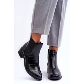Kožené boty Chelsea Boots Animal Pattern Černá Daina černý 2