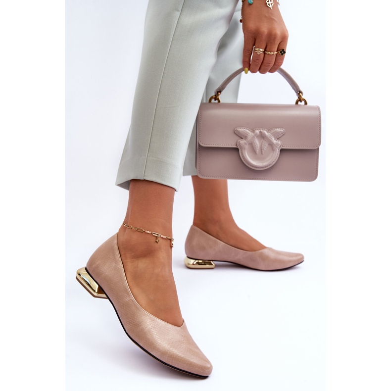 PD1 Kožené ploché podpatky Béžová Vaani béžový 1