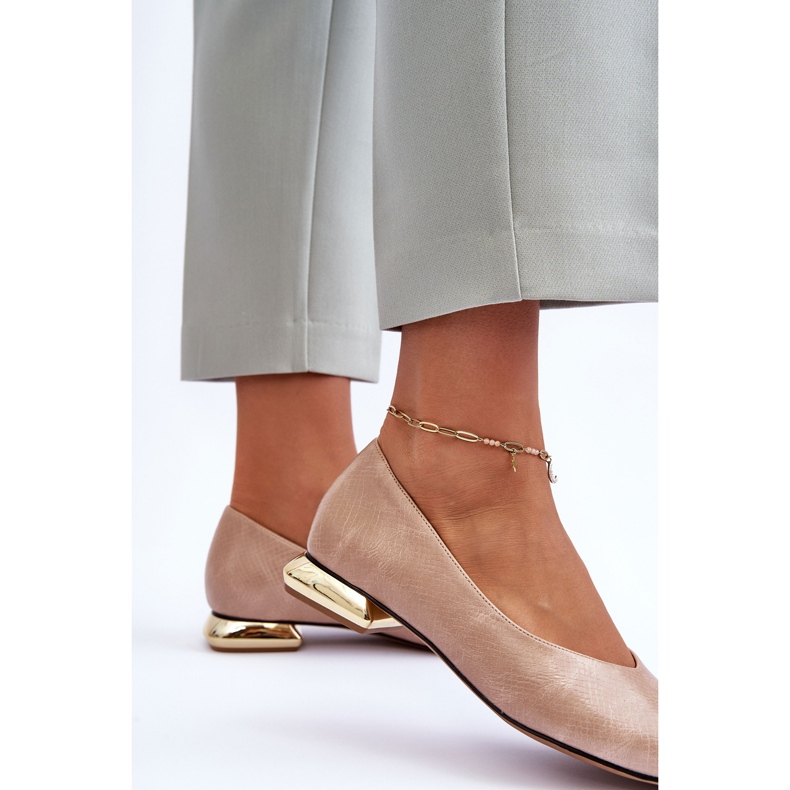PD1 Kožené ploché podpatky Béžová Vaani béžový 2