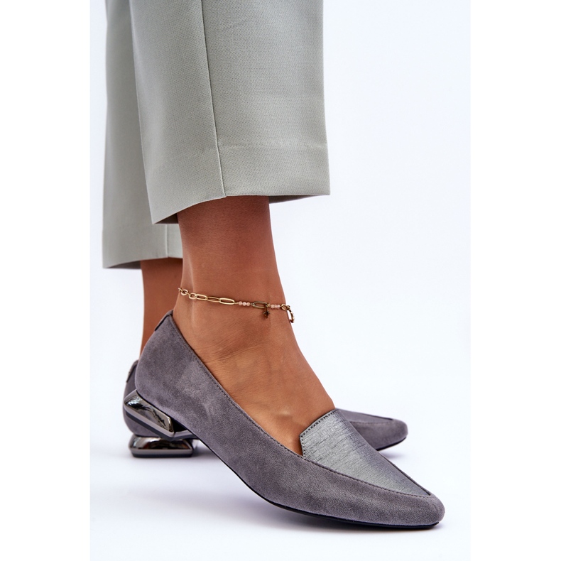 PD1 Flat Suede Ballet Flats Šedé Loxes šedá 1