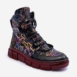 Kožené ploché šněrovací boty Maciejka 06158-01 Černá 1