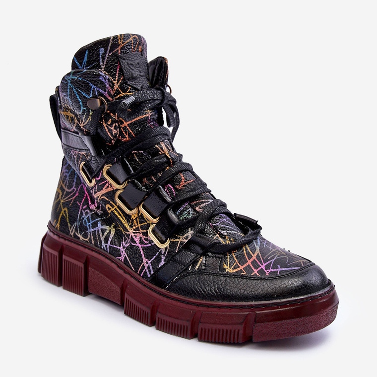 Kožené ploché šněrovací boty Maciejka 06158-01 Černá 1