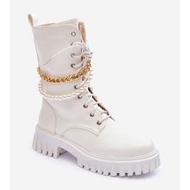 Kožené Vysoké Dělníci S řetězem Bílý Nameer 1