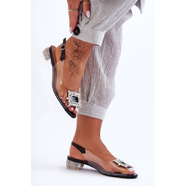 Transparentní sandály s ozdobami Black S.Barski MR1037-05 černá 1