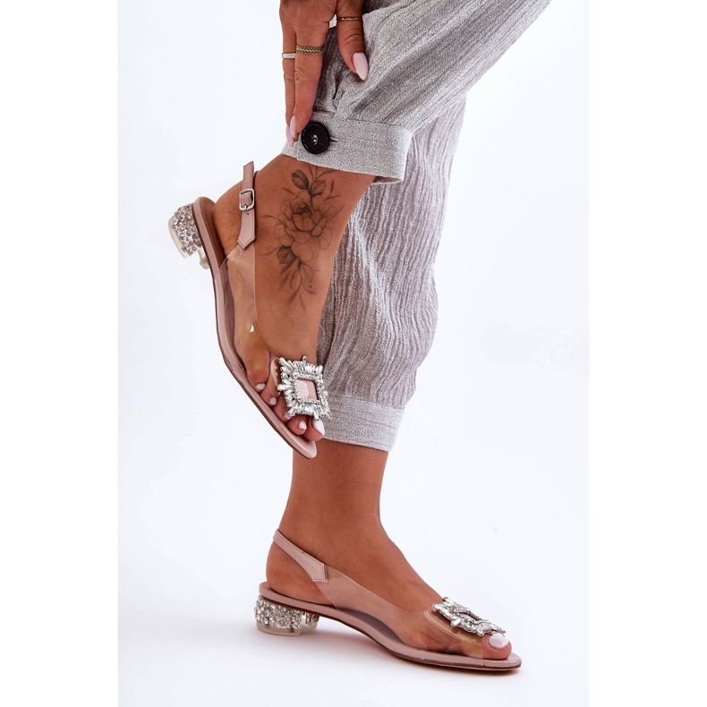 Transparentní sandály s růžovými ozdobami S.Barski MR1037-05 2