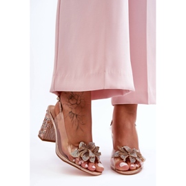 Zdobené stylové sandály Transparent Rose Gold S.Barski MR1037-18 růžový 1