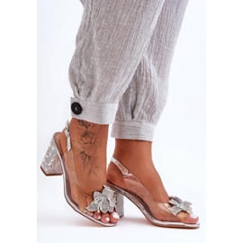 Zdobené stylové sandály Transparent Silver S.Barski MR1037-18 stříbro 1