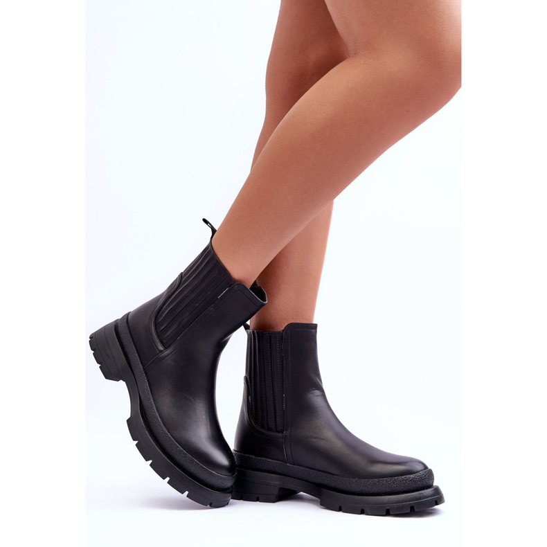 Robustní kožené boty Chelsea Boots Black Rosan černý 2