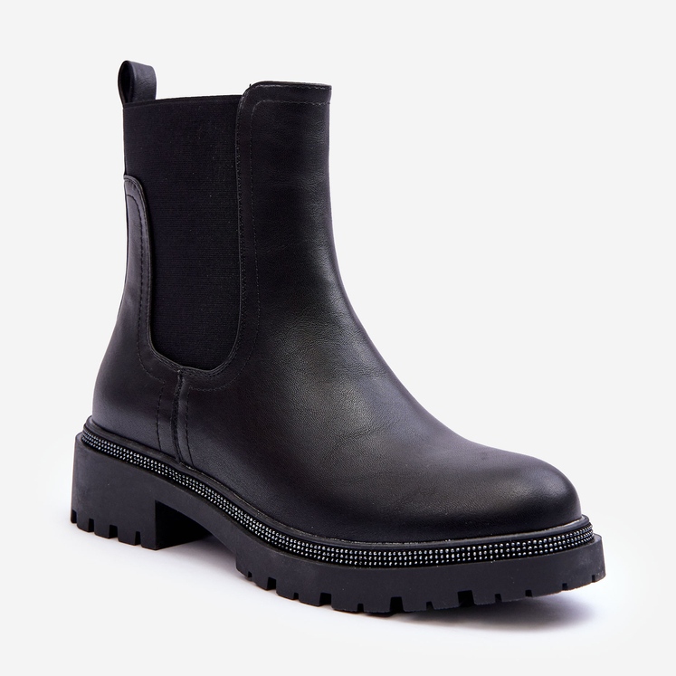 Dámské kožené boty Jodhpur Black Crowder černý 1