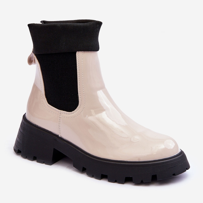 Dámské lakované boty Jodhpur Beige Pavo béžový 1