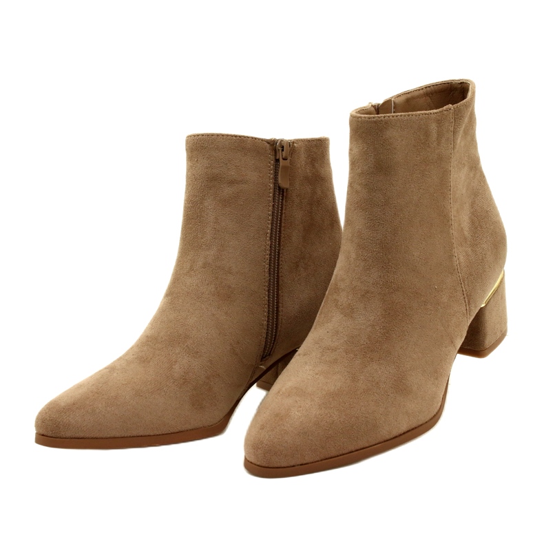 Evento Semišové kozačky se zlatým zdobením, Béžová 23BT35-6420 béžový 2