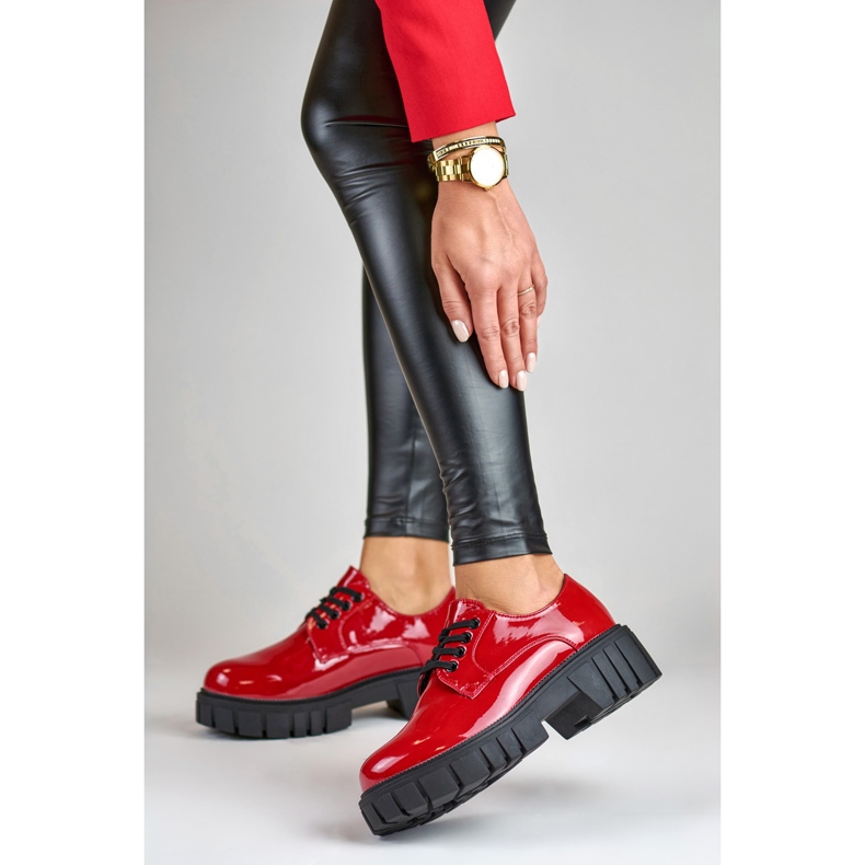 La.Fi Lakované červené šněrovací boty 2