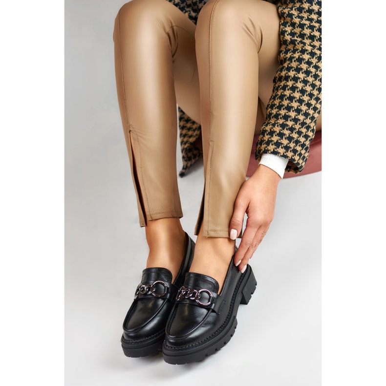 La.Fi Černé mokasíny na platformě z ekokůže černá 2